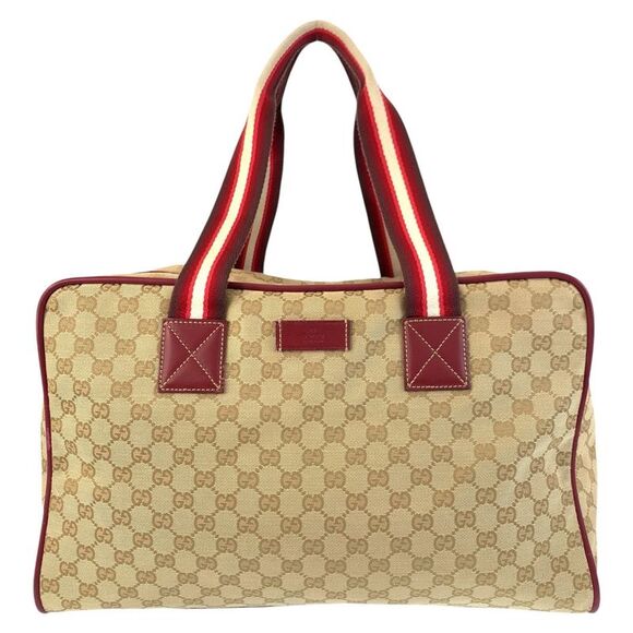 Gucci GG Canvas Leather Boston Bag - Picture 1 of 10